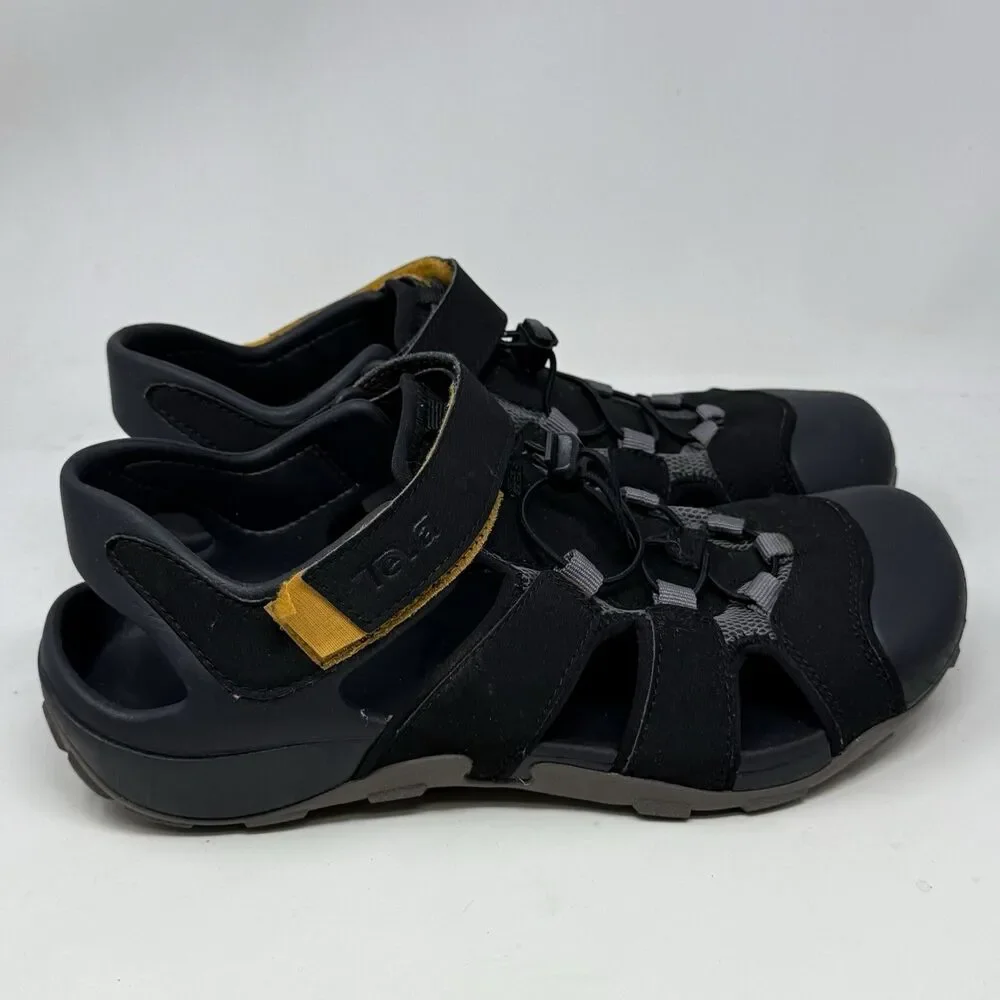 Teva Flintwood Sandals Mens 10 Black Mesh Hiking Water Ankle Strap Hook Loop